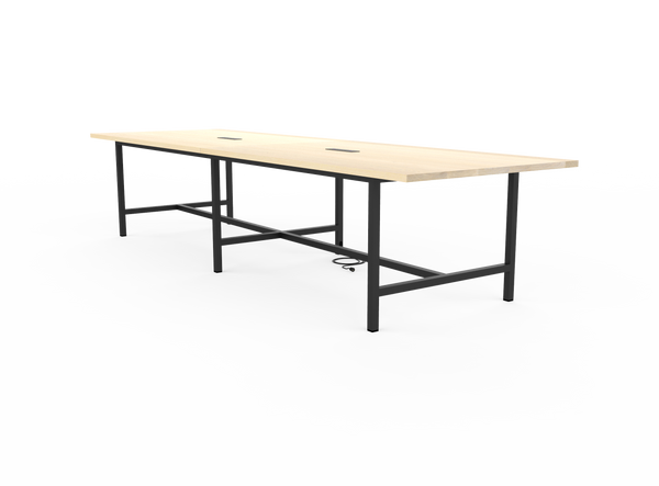 Vermont Farm Table Custom Wood Conference H150 003 White Oak Whitewashed 